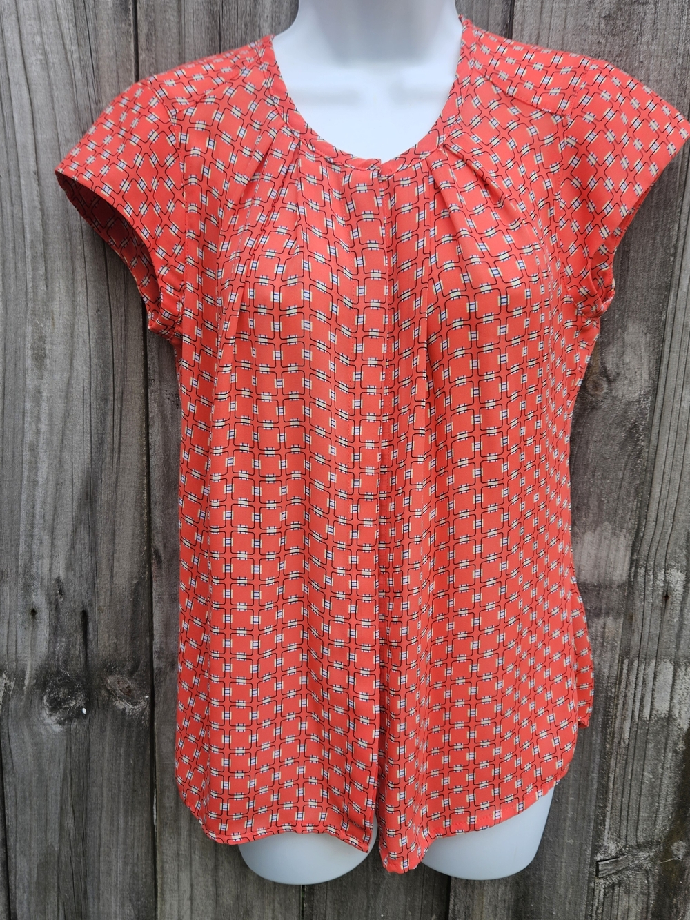 Worthington Orange Geometric Shirt
